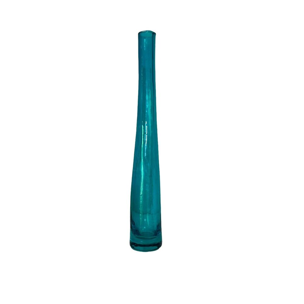 Vintage Abstract Reclaimed Glass Genie Bottle Large MCM Hand blown Turquoise